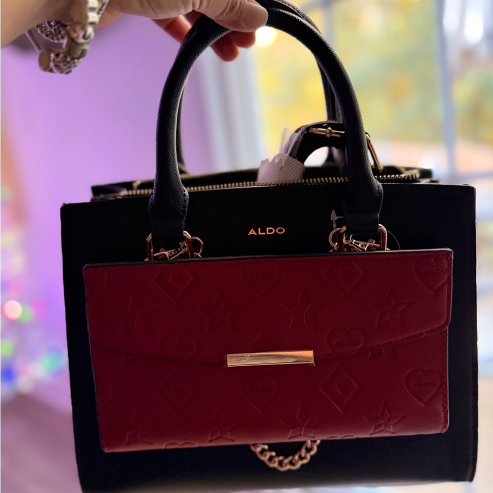 Aldo Elegant Black and Red Satchel